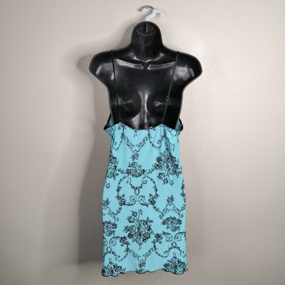 Vintage Retro Y2K Tapestry French Toile Glam Sexy Lace Babydoll Slip Dress M - Picture 2 of 8